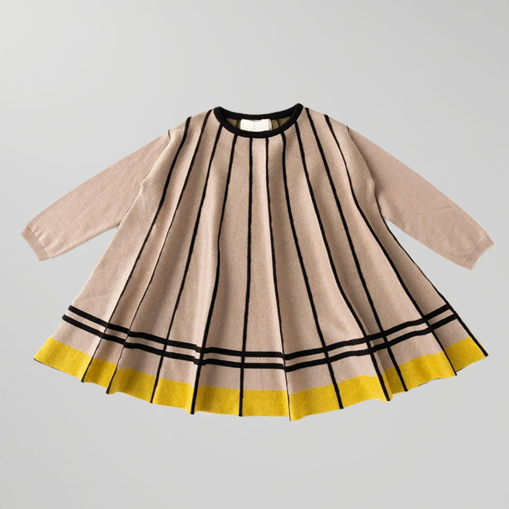 Long-Sleeve Striped A-Line Dress