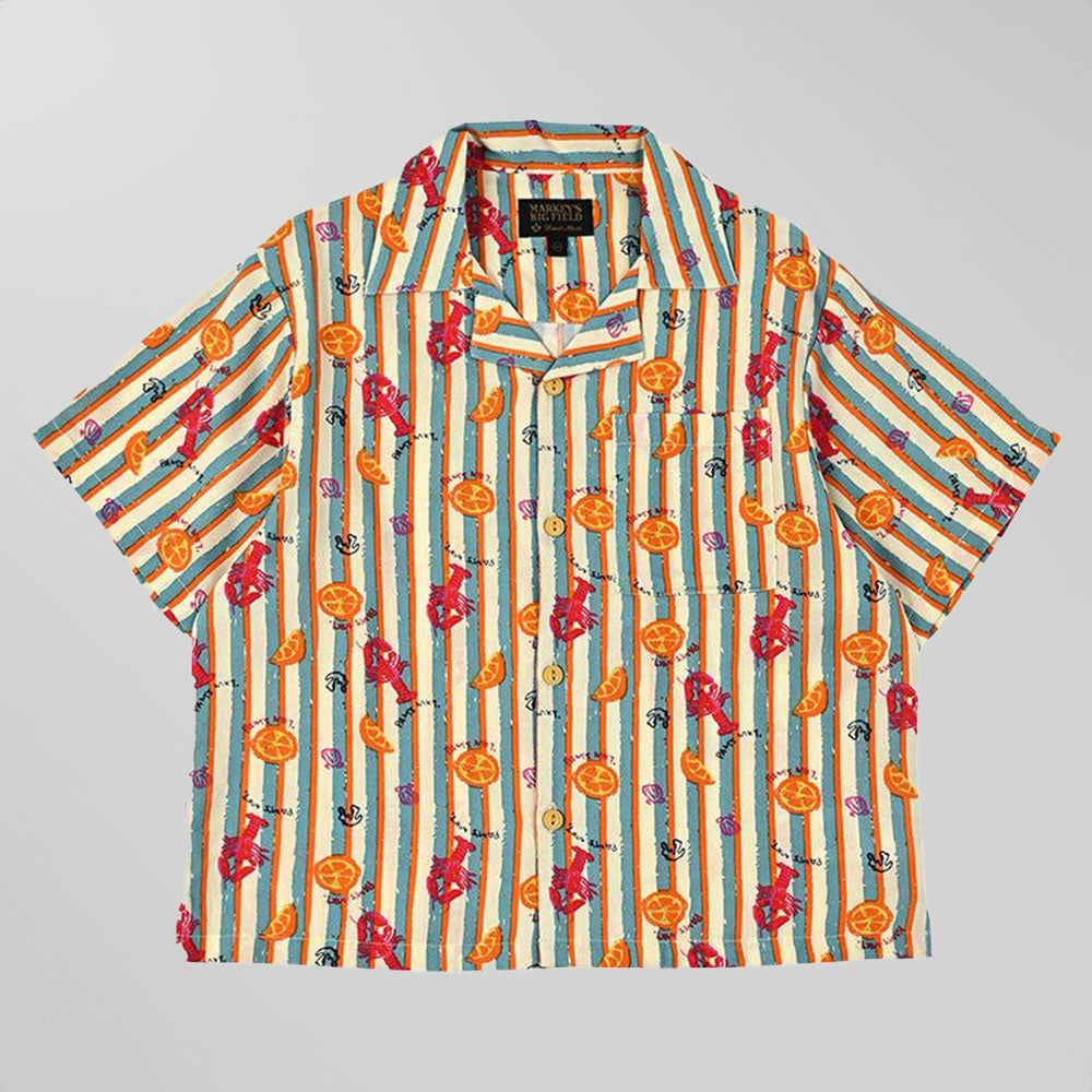 All-Over Print Open Collar Shirt